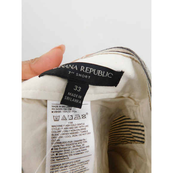 NWT Men's Banana‎ Republic Beige Cotton Striped 7" Shorts Size 33 Preppy Retro - Picture 4 of 5